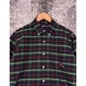 Vintage Polo Ralph Lauren Golf Crest Shirt Medium Mens Tartan Oxford